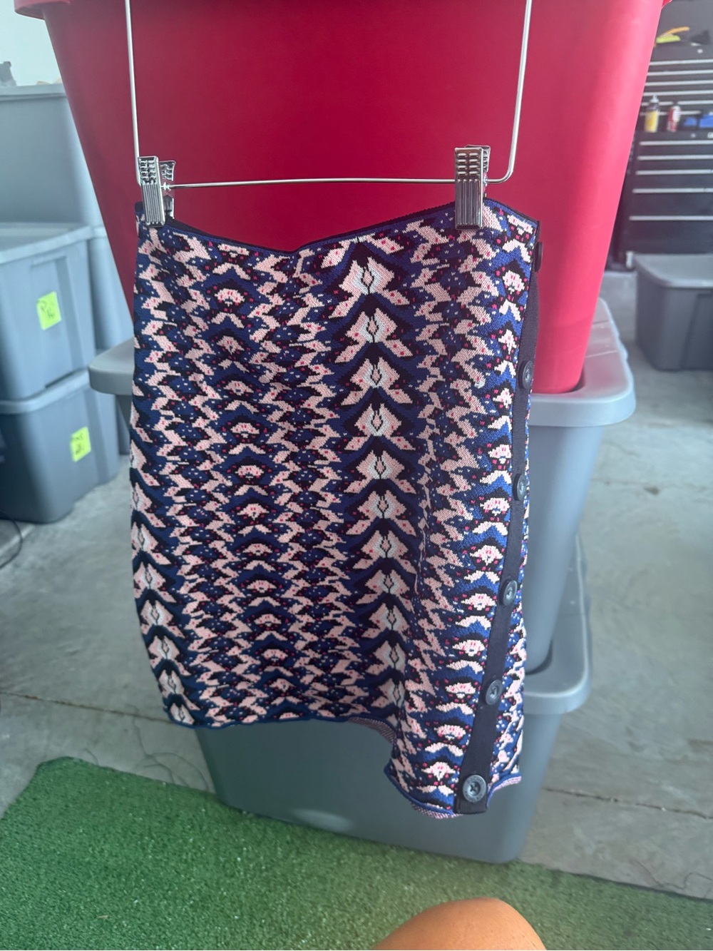 Navy & Pink Patterned Knit Mini Skirt p34